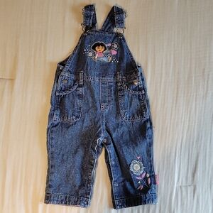 Vtg Dora The Explorer Denim Overalls Sz 18 Month Nick Jr